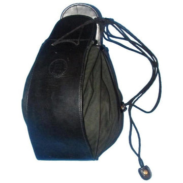 Fendi Early By Karl Lagerfeld Drawstring Fan Purse Black Thin Striped Print Canvas And Hard Black Le