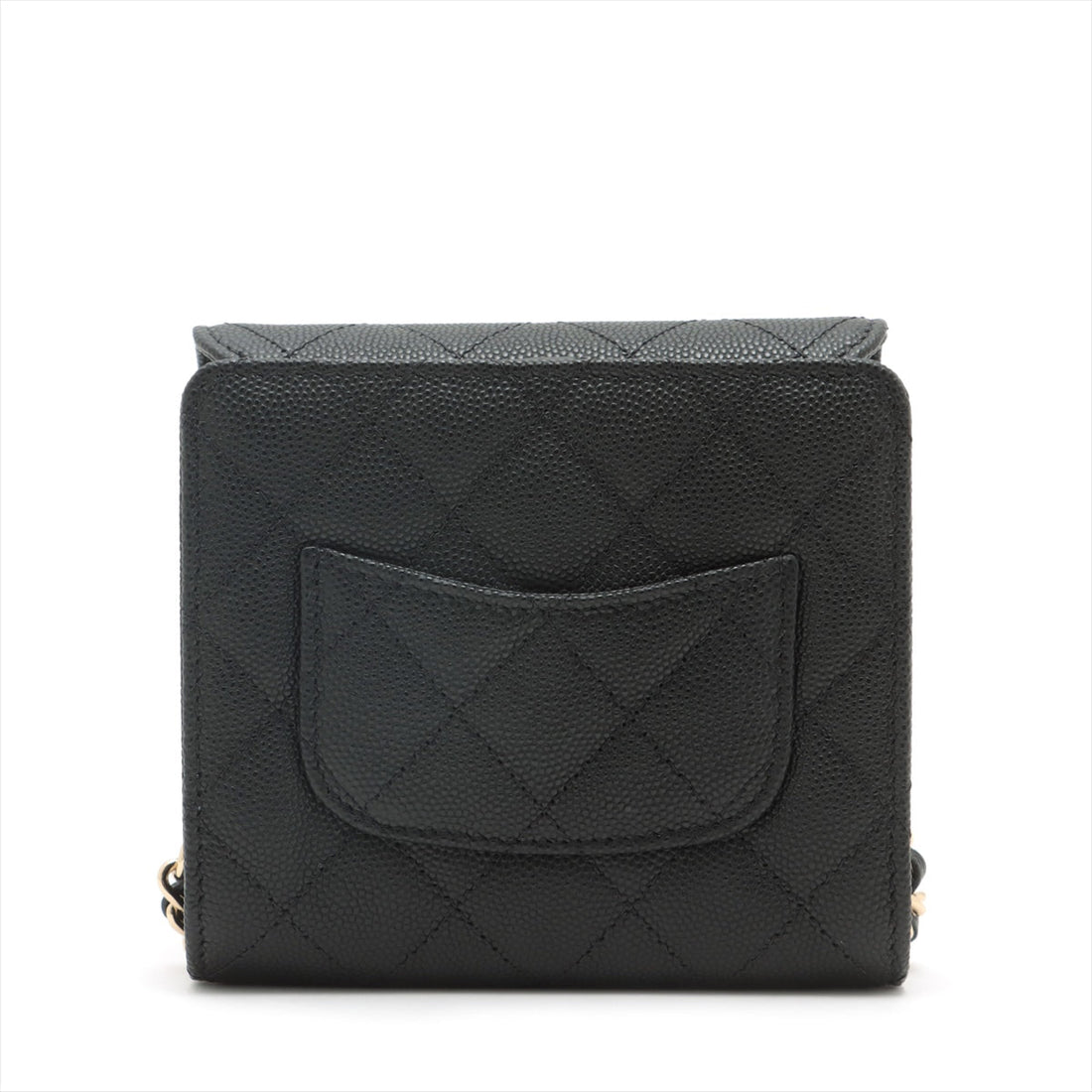 New 1:1 Rep Top Quality Chanel Matrasse Caviar S Chain Wallet Black Gold