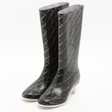 New 1:1 Rep Top Quality Chanel Coco Laver Rain Boots 35  Black x Beige Upper Inside Head Yogurt at