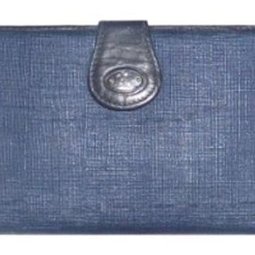 Gucci   Navy Coated Canvas Leather Checkbook Wallet