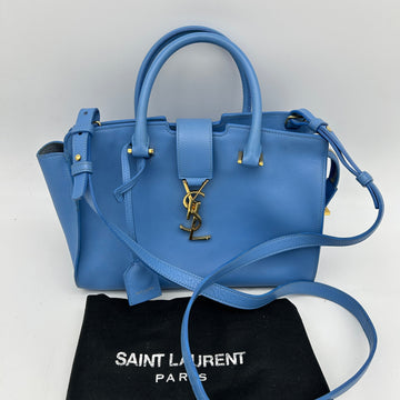 Saint Laurent Baby Cabas Blue Leather Top Handle Bag Medium