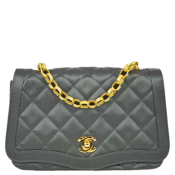 New 1:1 Rep Top Quality Chanel 1989-1991 Gray Satin Single Flap Shoulder Bag
