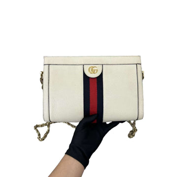 Gucci Ophidia Small Textured Calfskin White Shoulder Bag GHW