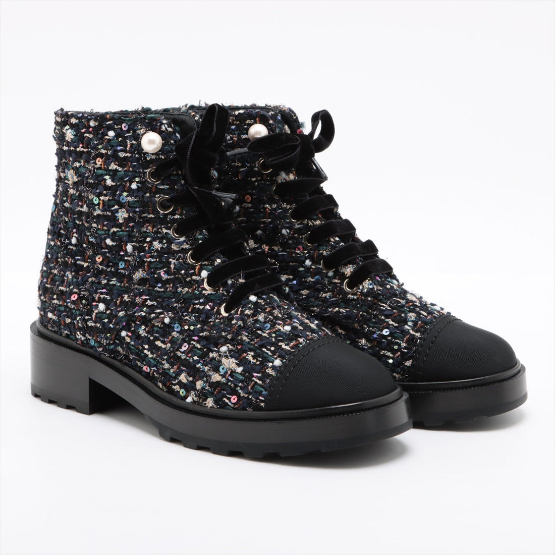 New 1:1 Rep Top Quality Chanel COCOMARK TWIDE SHORT BOOTS 37.5 LADY BLACK X NAIBI G35154 PERLE  LOVE MARKET SHOP
