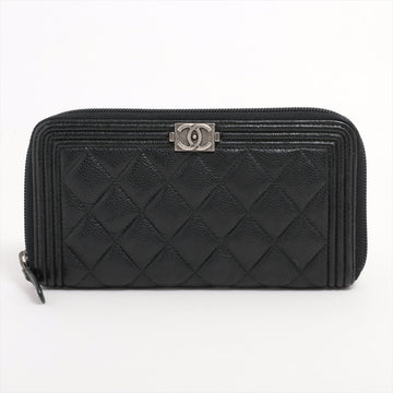 New 1:1 Rep Top Quality Chanel Boy New 1:1 Rep Top Quality Chanel Caviar S Round  Wallet Black Silver Gold