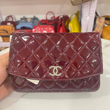 Top Quality Chanel Red Patent Leather Wallet on Chain WOC Quilted 2011