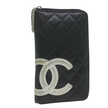 Top Quality Chanel Cambon Line Long Wallet Leather Black CC Auth ep2604