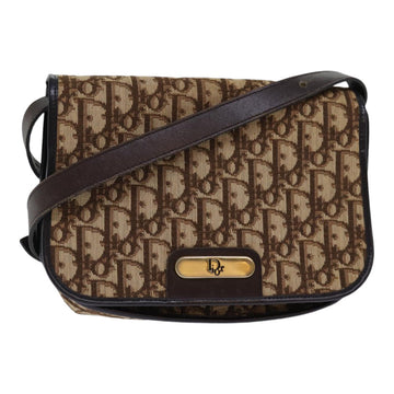 CHRISTIAN Top quality Dior Trotter Canvas Shoulder Bag Gold Beige Auth ep5089