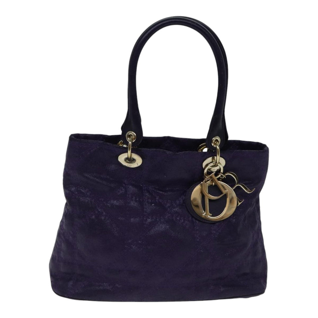 CHRISTIAN Top quality Dior Canage Hand Bag Coated Canvas Purple Gold Auth ep5366