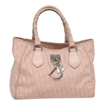 CHRISTIAN Top quality Dior Trotter Canvas Hand Bag Pink Silver Auth ep5499
