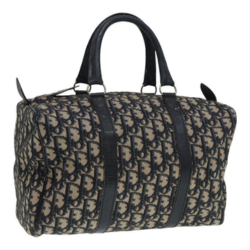 CHRISTIAN Top quality Dior Trotter Canvas Boston Bag Navy Silver Auth ep5565