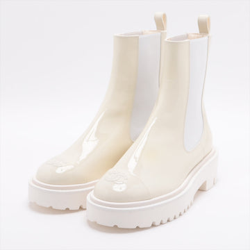 New 1:1 Rep Top Quality Chanel Coco 22C Patent Leather Sidewear 37 1/2  White G38218