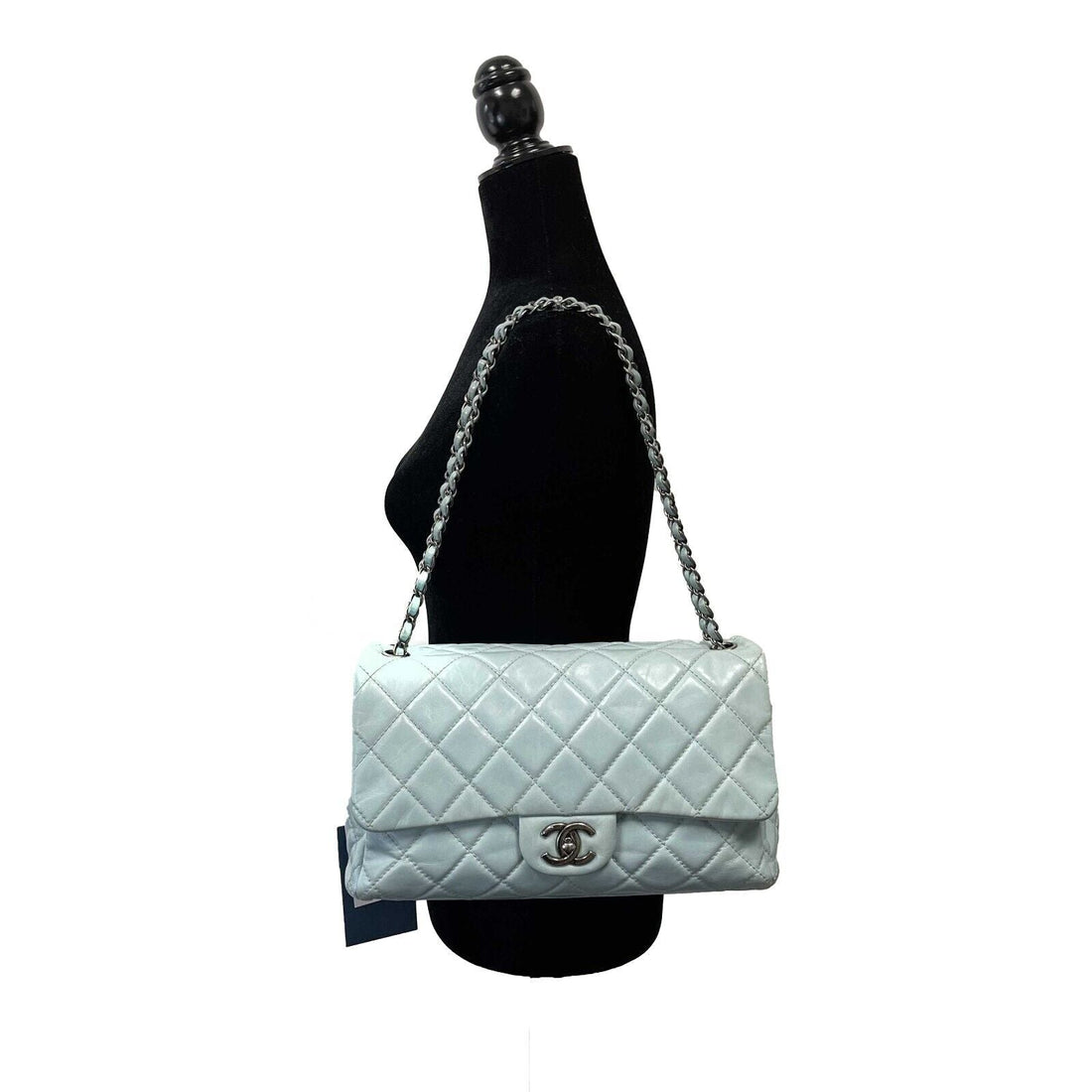 Top Quality Chanel - Baby Blue Seasonal CC Jumbo Single New - Lambskin / Ruthenium Hardware