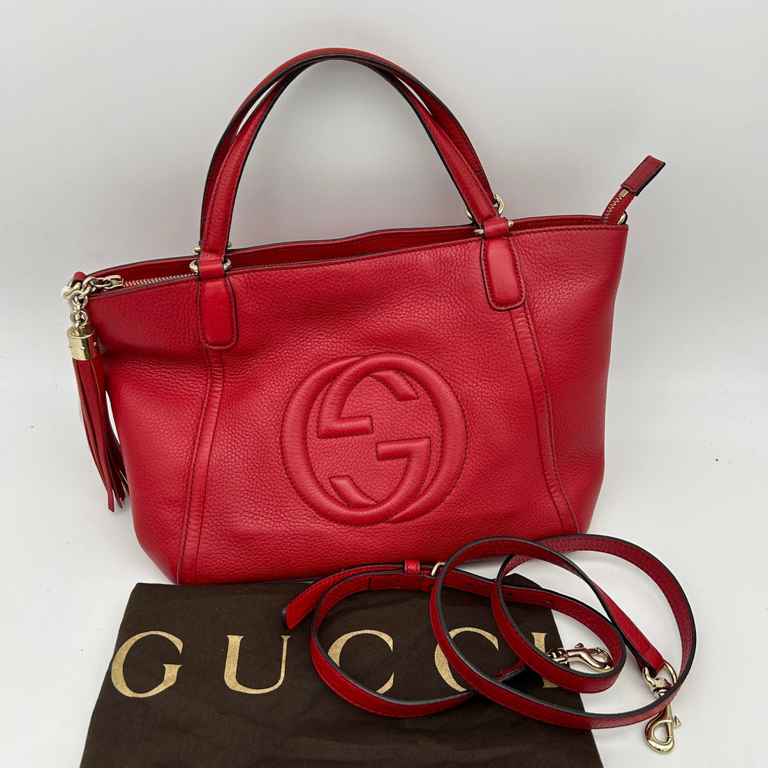 Gucci Soho Red Leather Top Handle Bag Medium