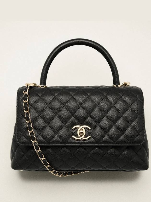 Coco Handle Medium Flap Tote Bag Black Chanel