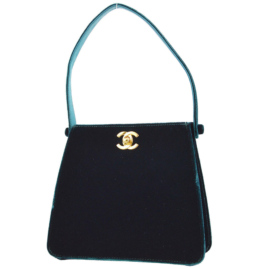 New 1:1 Rep Top Quality Chanel * Moss Green Velvet Double Sided Turnlock Handbag
