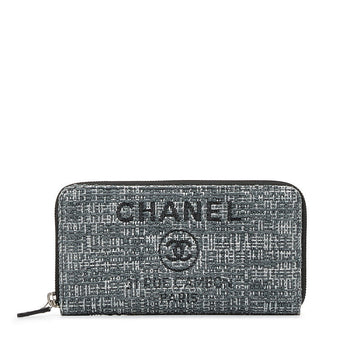 New 1:1 Rep Top Quality Chanel Long Zip Wallet in Tweed Denim Blue