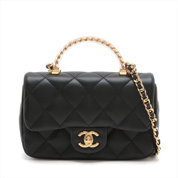 New 1:1 Rep Top Quality Chanel Mini Matrasse  2WAY Shoulder Bag Top Handle Black G Gold