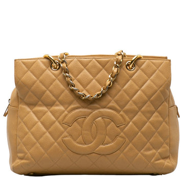 Top Quality Chanel Tote Shopper Bag in Caviar Leather Beige Ladies