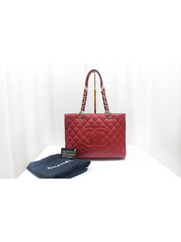 Grand Shopping Red Caviar Silver Shoulder Bag 13th A50995 Chanel