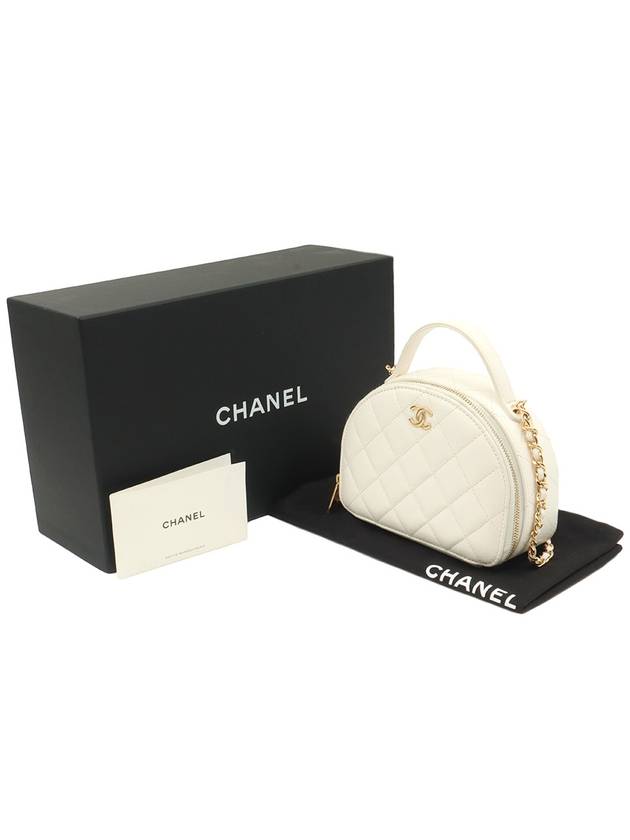 Lambskin Calfskin Half Moon Gold Plated CC Logo Mini Vanity Top Handle 2WAY AP3087 Chanel
