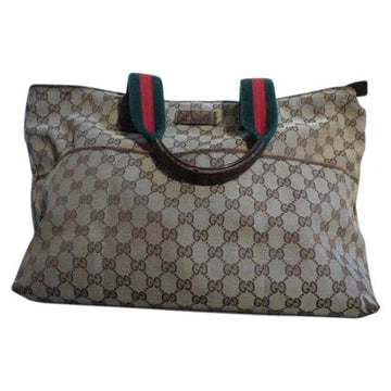 Gucci  Pursesdesigner Purses Shades Of Brown Canvasleather And Redgreen Striped Straps1 Tote
