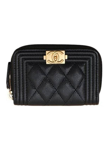 Boy Caviar Skin Coin Wallet Black Chanel