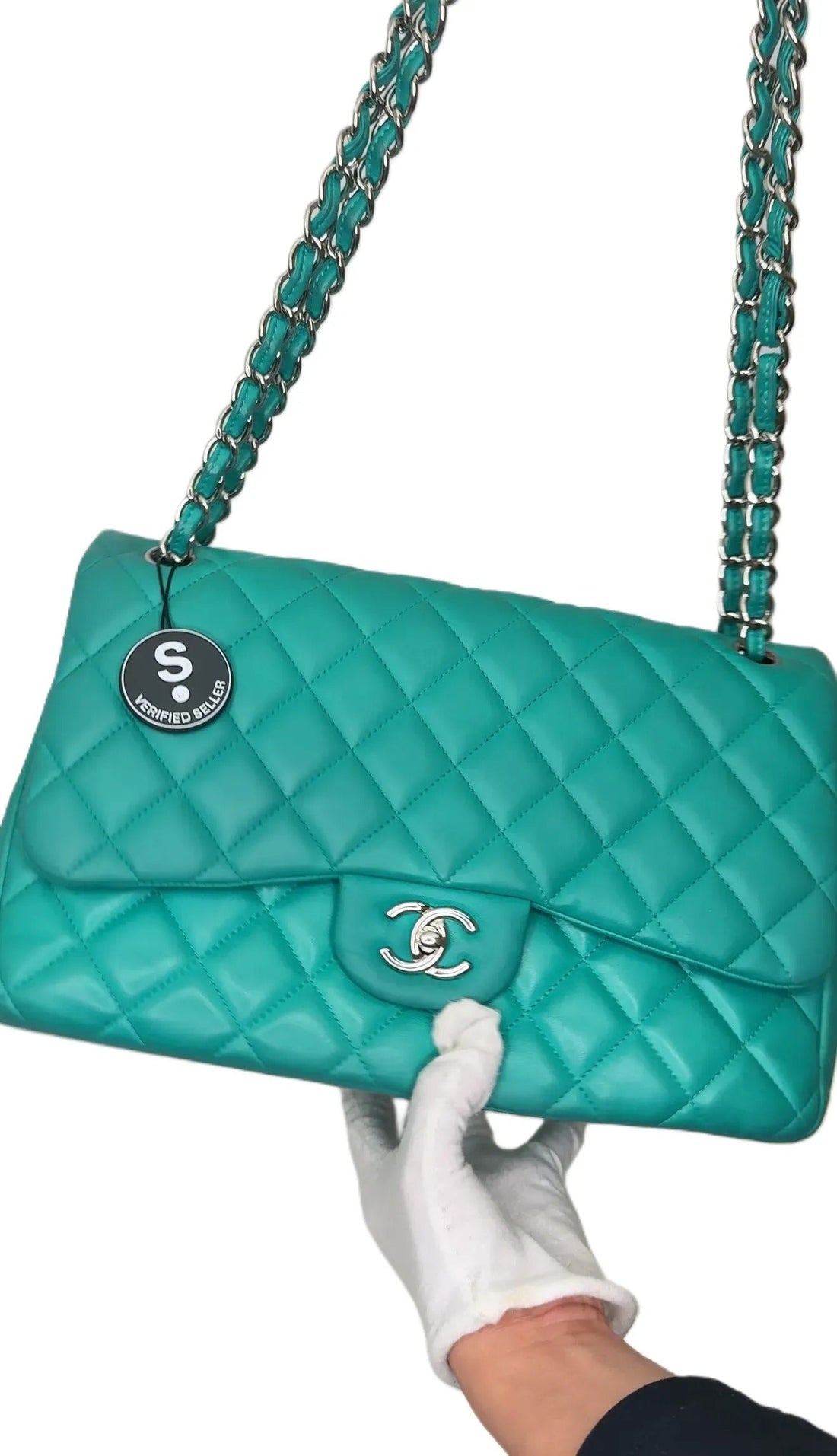 Top Quality Chanel Timeless/Classique Handbag Leather Green Plain WD6-26