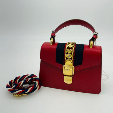 GUCCI Calfskin Mini Sylvie Top Handle Bag  LA24917