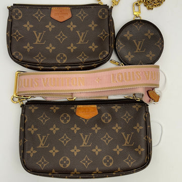 Louis Vuitton Monogram Multi Pochette Coated Canvas Bags Coin Purse Pink Strap LA28098