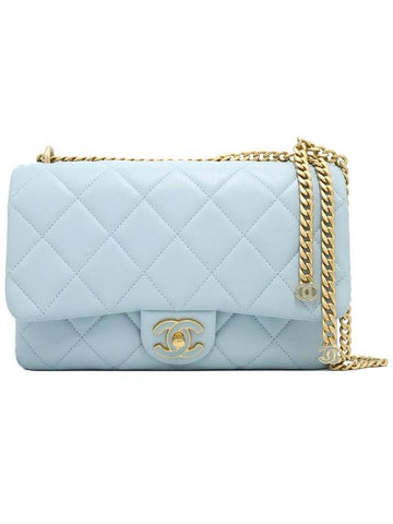 Top Quality Chanel AS3114 Sky Blue Lambskin Gold Metal Mini Flap Petit Sac Chain Shoulder Bag Chanel