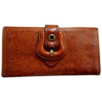 Fendi Cognac Brown Leather With Large B Buckle Xl Wallet