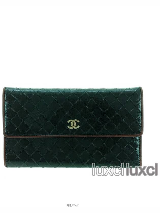 Silver Bicolore Flap Long Wallet Chanel