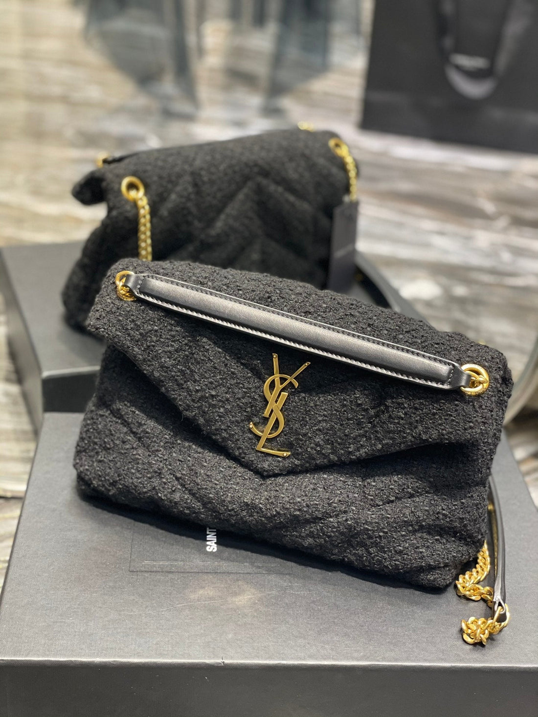 Yves Saint Laurent Puffer Small Chain Bag Black