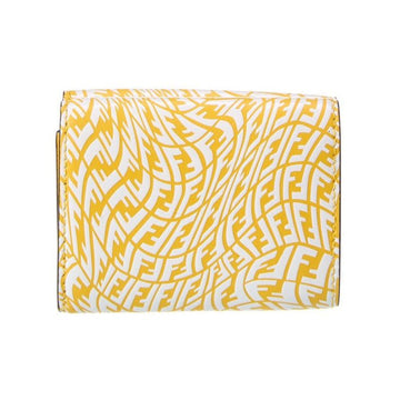 Fendi F is Fendi Yellow Leather Vertigo Print Small Trifold Wallet 8M0395
