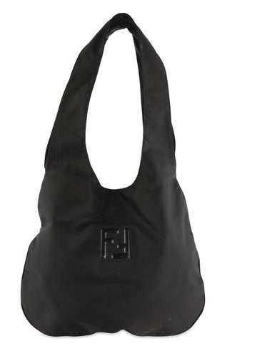 Fendi Ff Black Nylon Hobo Bag