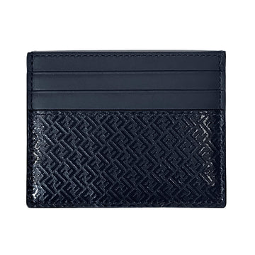 Fendi FF Logo Embossed Dark Navy Leather Card Case