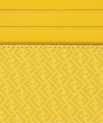 Fendi FF Logo Print Sunflower Yellow Leather Card Case 7M0164
