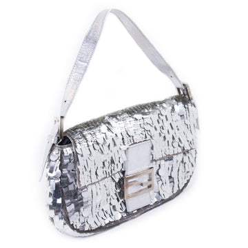 Fendi Silver Sequin Baguette