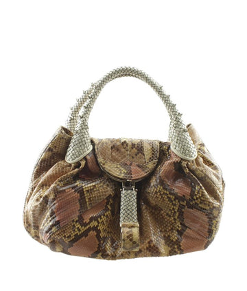 Fendi Spy 8b Tan & Brown Tanxbrown Snakeskin Satchel