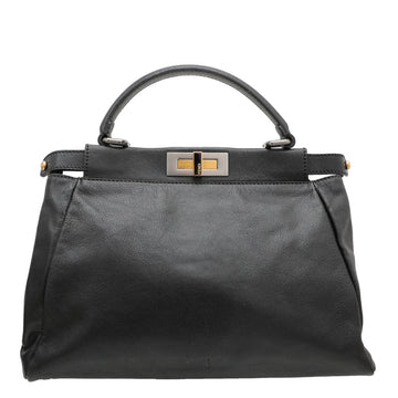 Fendi Black Iconic Peekaboo Zucca Lined Bag