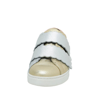 Fendi Bicolor Metallic Scalloped Sneaker 39