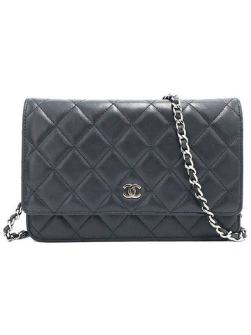Top Quality Chanel A33814 Black Lambskin Classic Silver Chain WOC Cross Bag 17th Chanel