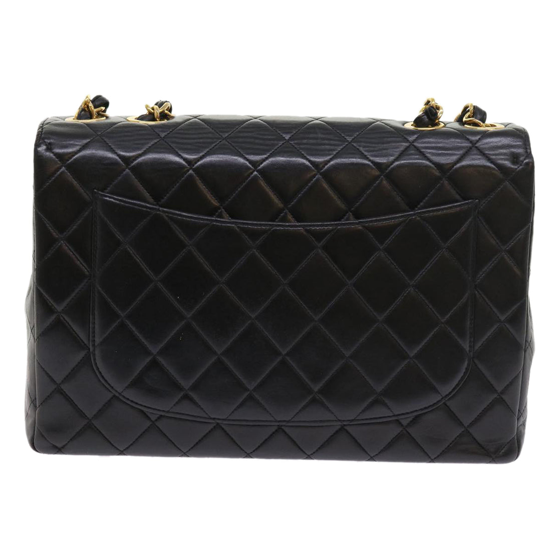 Top Quality Chanel Big Matelasse Chain Shoulder Bag Leather Black CC Auth fm2835