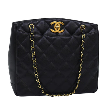 Top Quality Chanel Big Matelasse Chain Shoulder Bag Caviar Skin Black CC Auth fm3373A