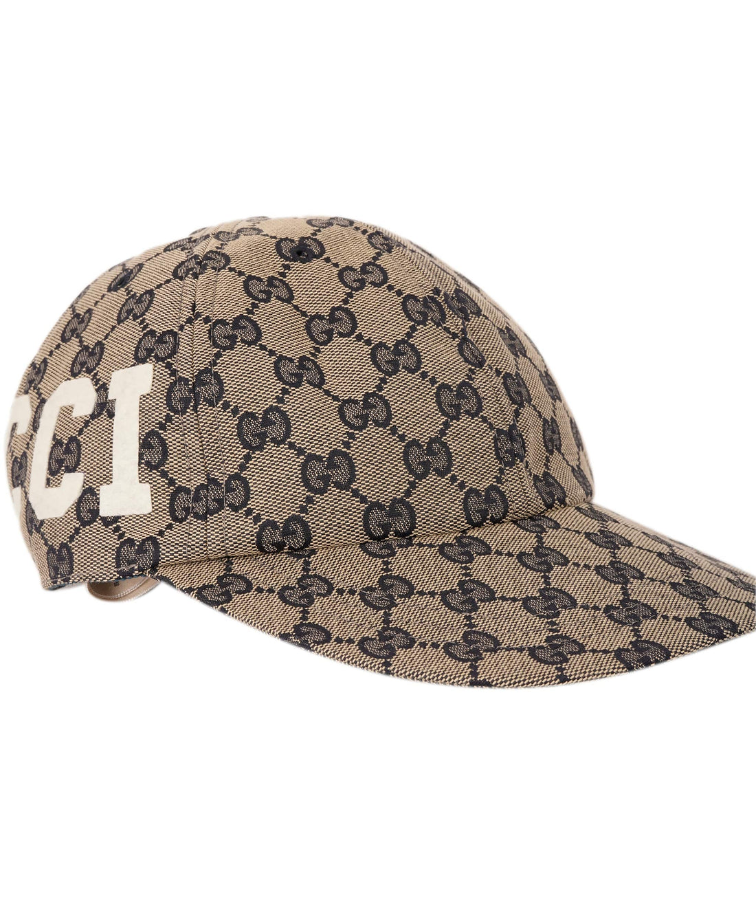 Gucci Navy & Beige GG Felt Logo Soft Baseball Hat ABL0024