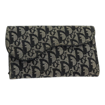 CHRISTIAN Top quality Dior Trotter Canvas Wallet Black Auth hk1508