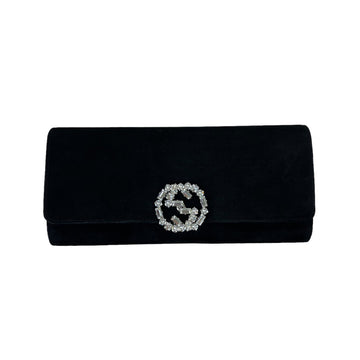Gucci Broadway Suede Clutch Black SHW