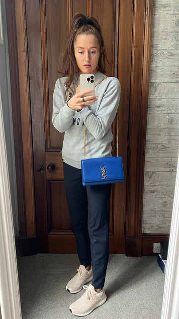 Yves Saint Laurent (YSL) Blue Medium Kate with Gold Hardware