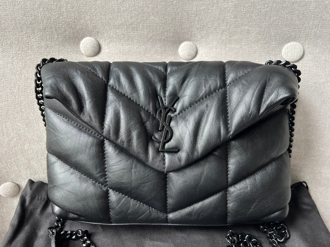Yves Saint Laurent (YSL) Mini Puffer in Black Quilted Lambskin